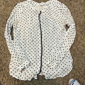 Black and white diamond patterned blouse